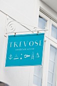 Sign of the Trevouse Harbour House Hotel in St. Ives (Cornwall, England)