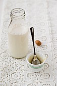 Almond milk made from almond mousse