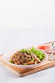 Rice noodles with beef sauce (Thailand)