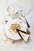 Carrot cake with chopped walnuts