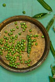Split peas on an old metal plate