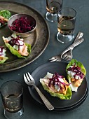 Salmon tikka lettuce wraps (India)