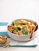 Noodles with egg and vegetables from the wok