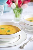 Pumpkin soup with chilli and coriander