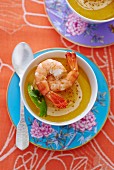 Lentil soup with prawns