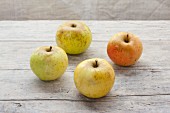 For organic Landsberger apples on a wooden surface