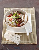 Rice noodle soup with beef and chilli peppers (Korea)