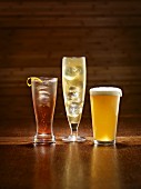 Three cocktails: Drafted American, Bitter Chill and Beer and a Smoke