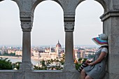 A view from the Fisherman's Bastion of the parliament building, Budapest, Hungary