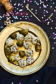 Brussels sprouts with sesame seeds for a New Year's Eve party