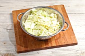 Salted Chinese cabbage in a colander