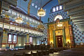 A starry sky in the Orthodox Synagogue, art nouveau building designed by the brother Bela and Samu Löffler, Budapest, Hungary