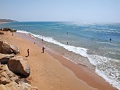A view of the sandy beach at Asilah, Morocco