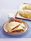Beef and bean calzone