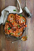 Roasted tomatoes, bacon and basil baked risotto