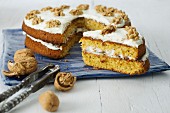 Carrot cake with mascarpone and walnuts