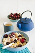 Rice pudding with cherries