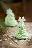 Green meringue Christmas trees