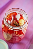 Pickled radishes with star anise and ginger roots