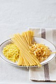 Various types of pasta on a plate