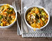 Vegetable and buckwheat bake in cups