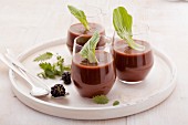 Brombeer-Brennnessel-Smoothie mit Apfel, Pak Choi, Brunnenkresse und Flohsamen