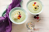 Green smoothies served as cold soup
