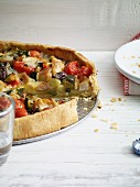 Chicken quiche with tomatoes