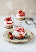 Strawberry cheesecakes in glasses