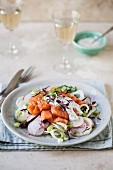 Salmon salad with fennel and radishes