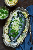 Two trout with lemon and parsley