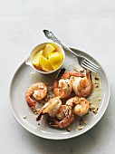 Prawns with lemon butter and almonds