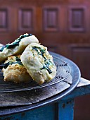 Yeast pastries with cheese and spinach