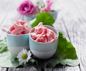Homemade rhubarb ice cream