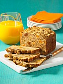 Fig and apricot bread and orange juice