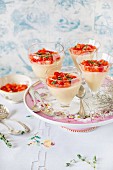Budino al Parmigiano (pudding with Parmesan cheese and strawberries, Italy)