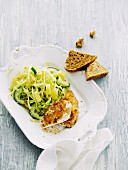Chicken escalope with a cucumber and pineapple salad