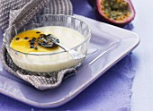 White chocolate cream with passion fruit purée