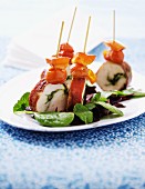 Chicken and ham roulade skewers