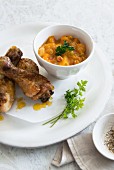 Chicken legs with apricot chutney