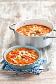 White bean soup with vegetables and tomatoes