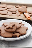 Peanut butter and chocolate biscuits shaped like hearts and stars