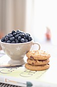 Fresh blueberries and chocolate chip cookies
