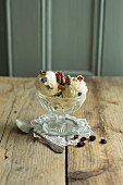Whisky ice cream with whisky-soaked raisins and pecan brittle