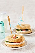 Bagels with radishes, apple and herb quark