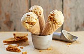 Honeycomb ice cream in cones