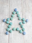 Blue macaroons in a star shape