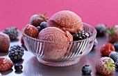 Berry ice cream with frozen berries