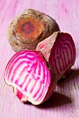 Stripped beetroot, whole and halved