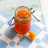 Carrot and apricot jelly with vanilla and pistachios